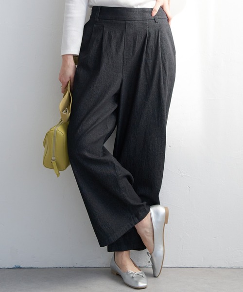 ブラック ワイドパンツ フロントタック ikka パンツ フロントタックワイドパンツ レディース : ZOZOTOWN