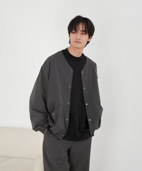 【新品タグ付き✨】23区　リネン　ノーカラージャケット　イタリア製　黒　46 SALE】【Rinascimento】エコレザー裾フリルノーカラージャケット