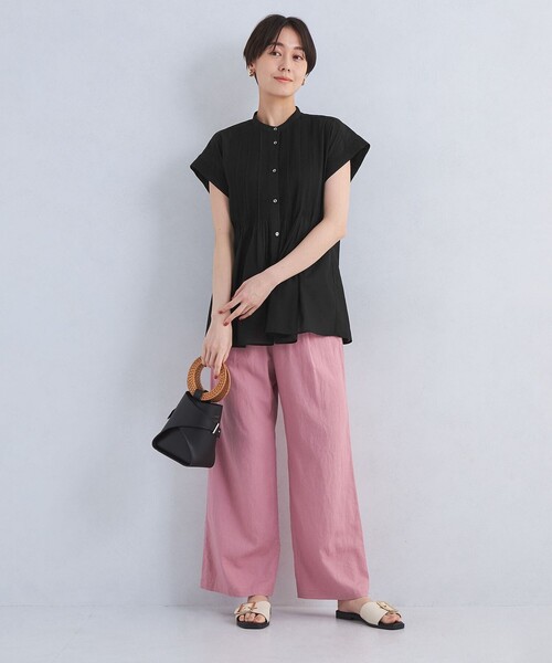 green label relaxing 春夏新作ブラウス WEB限定】［ XS /H148-155cm］クラフト 5分袖 ブラウス （シャツ