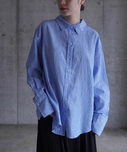 ブラウス シャツ Linen blend shirt レディース