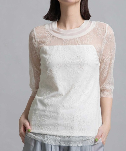 マルシャルテル　marechal terre 袖シアートップス MARECHAL TERRE tシャツ シアーレイヤードトップス レディース