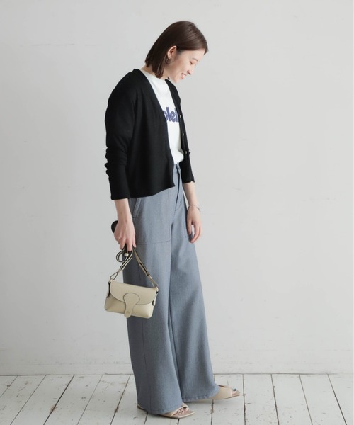 NOMBRE IMPAIR tシャツ メランジライトリブ Vネックカーデ