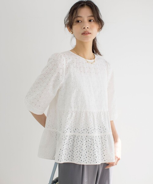 ブラウス シャツ エンブロイダリーレースフリル レディース : ZOZOTOWN