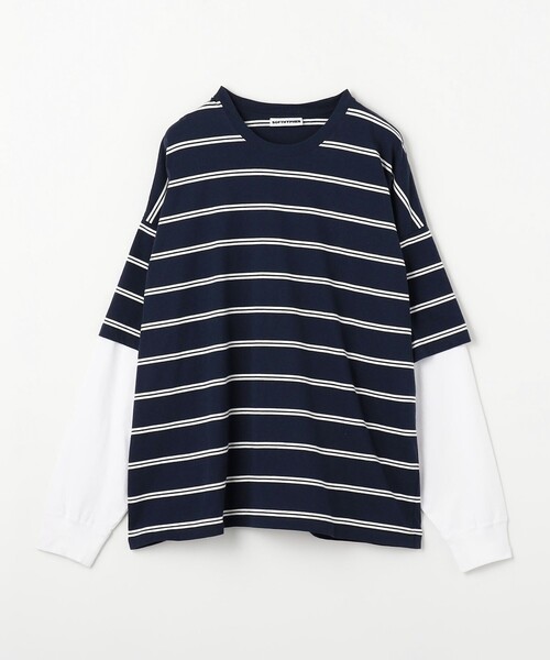 NO ID.　バイアスチェンジングロングシャツ　グリーン　ストライプ　ボーダー NO ID. バイアスチェンジングロングシャツ グリーン ストライプ