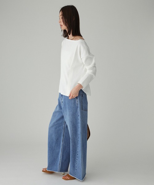 ワイドパンツ ジーンズ デニム デニムパンツ バレルレッグデニムパンツ レディースの画像