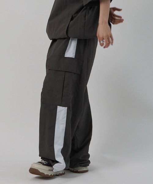 ワイドパンツ カーゴパンツ セットアップ対応 ドロスト サイドライン