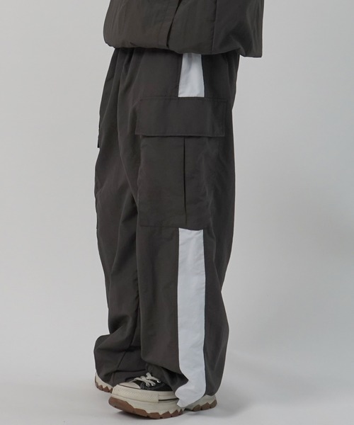 ワイドパンツ カーゴパンツ セットアップ対応 ドロスト サイドライン