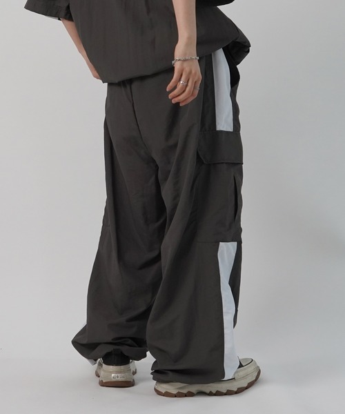 ワイドパンツ カーゴパンツ セットアップ対応 ドロスト サイドライン 