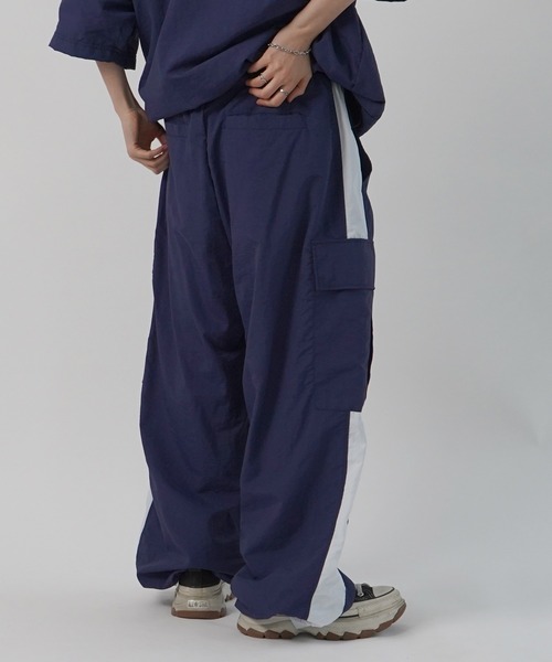 ワイドパンツ カーゴパンツ セットアップ対応 ドロスト サイドライン