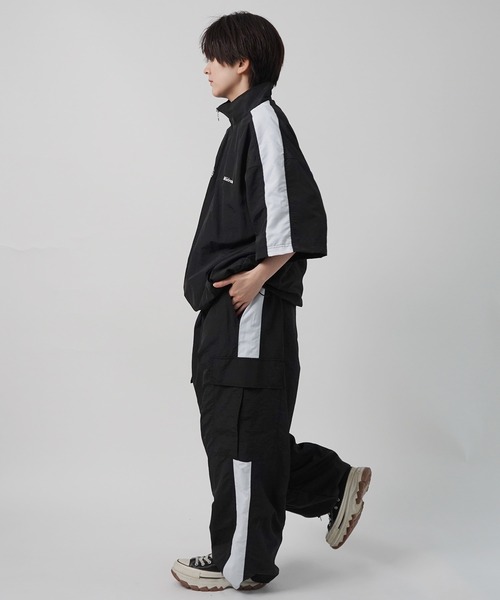 ワイドパンツ カーゴパンツ セットアップ対応 ドロスト サイドライン