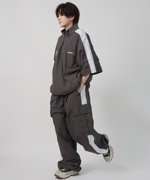 ワイドパンツ カーゴパンツ セットアップ対応 ドロスト サイドライン