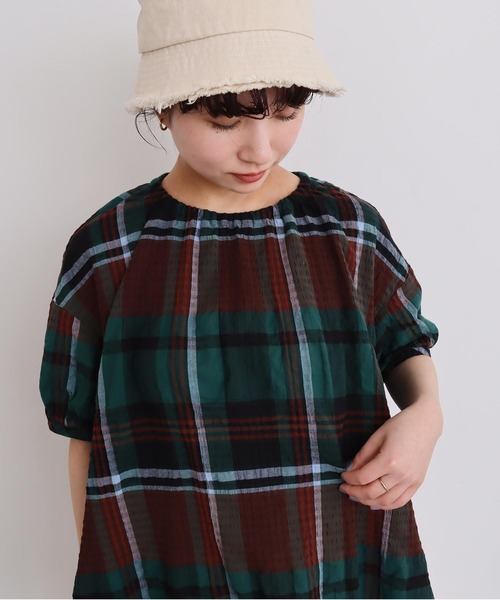 シャツ/ブラウス(長袖/七分) rosy monster piping gingham blouse  navy hjst646.jpg