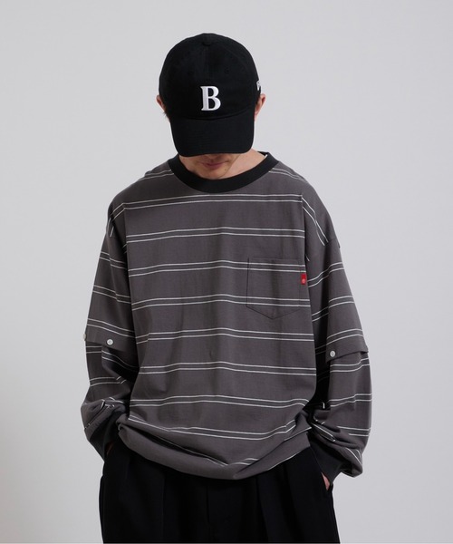 Perushu tシャツ 2way border long tshirt 2way ボーダーロンT メンズ