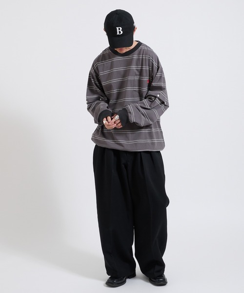 Perushu tシャツ 2way border long tshirt 2way ボーダーロンT メンズ
