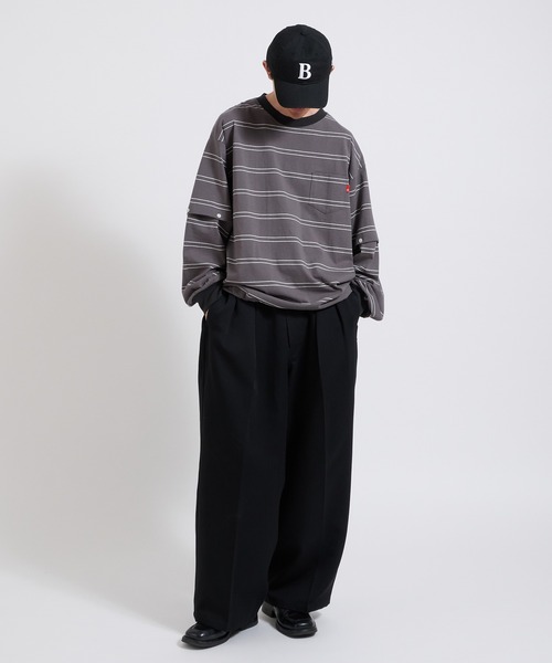 plllllleeeasse ボーダー　ロンT XL Perushu tシャツ 2way border long tshirt 2way ボーダーロンT メンズ