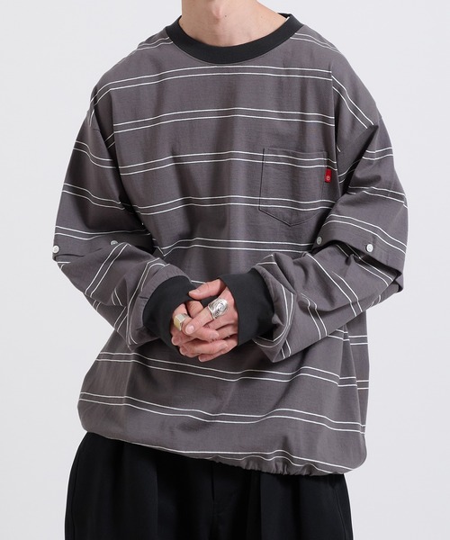 Perushu tシャツ 2way border long tshirt 2way ボーダーロンT メンズ