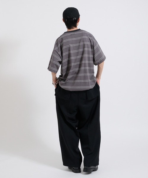 メンズ plllllleeeasse ボーダーロンT (BLACK) L