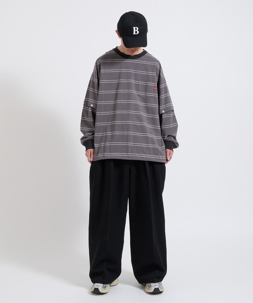 Perushu tシャツ 2way border long tshirt 2way ボーダーロンT メンズ