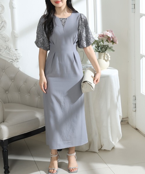 現行✨️TOKUKO 1er VOL ドット レース ワンピース パフスリーブ Lace Ladies（レースレディース） ワンピース フラワー レース