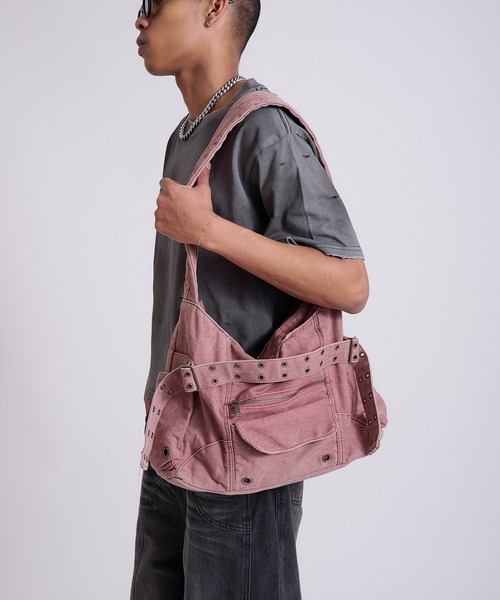  JEANS ブラックショルダーバッグ ANDER HUNK ショルダーバッグ Overdyed Denim Bag/オーバーダイ