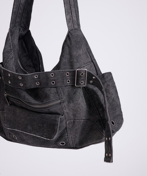  JEANS ブラックショルダーバッグ ANDER HUNK ショルダーバッグ Overdyed Denim Bag/オーバーダイ