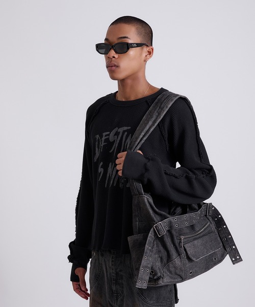  JEANS ブラックショルダーバッグ ANDER HUNK ショルダーバッグ Overdyed Denim Bag/オーバーダイ