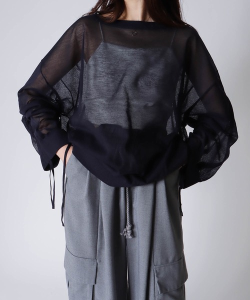 ニット セーター ALLONGE sheer string sleeve pull(シアーストリングスリーブプルオーバー) レディース DRESSLAVE ニット セーター ALLONGE sheer string sleeve pull