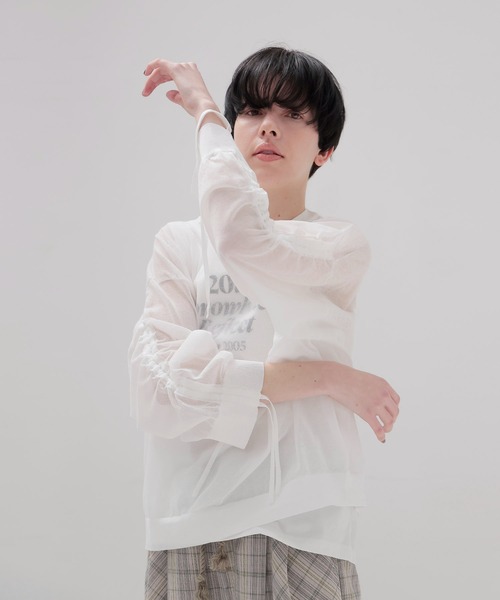ニット セーター ALLONGE sheer string sleeve pull(シアーストリングスリーブプルオーバー) レディース