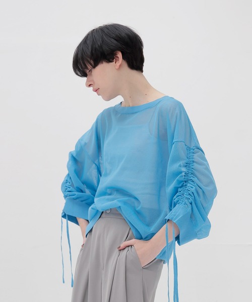 DRESSLAVE ニット セーター ALLONGE sheer string sleeve pull