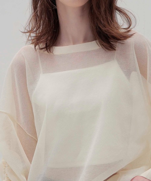 専用→ドレスレイブALLONGEsheer string sleeve pull DRESSLAVE ニット セーター ALLONGE sheer string sleeve pull