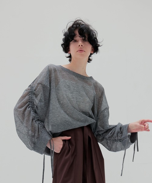 専用→ドレスレイブALLONGEsheer string sleeve pull DRESSLAVE ニット セーター ALLONGE sheer string sleeve pull