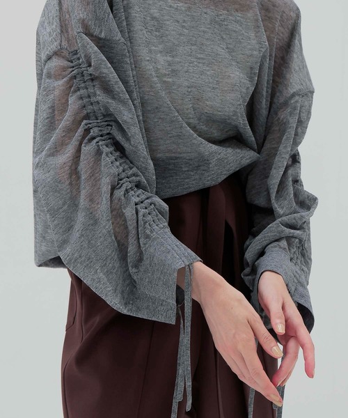 専用→ドレスレイブALLONGEsheer string sleeve pull DRESSLAVE ニット セーター ALLONGE sheer string sleeve pull