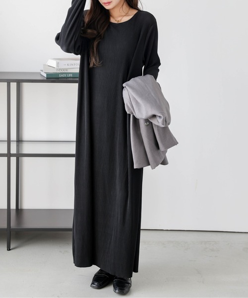 おひざさま専用近年モデル プリーツプリーズ スリット入りロングワンピース ワンピース セルフカットプリーツワンピース : ZOZOTOWN Yahoo!店