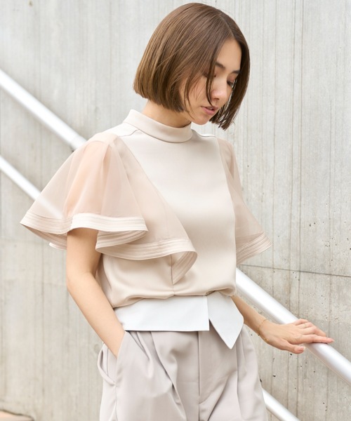「FRAY I.D」 半袖ブラウス ONE SIZE ベージュ レディース FRAY I.D 「FRAY I.D」 半袖ブラウス ONE SIZE ベージュ