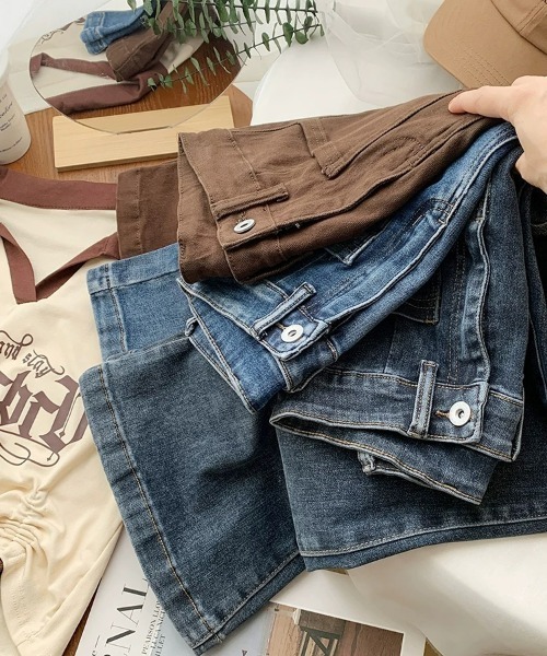 [SEU] обработка ботинки cut Denim брюки M уголь женский 