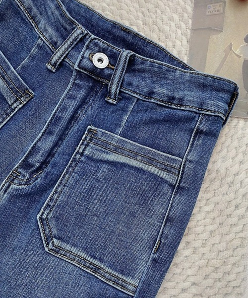 [SEU] обработка ботинки cut Denim брюки M уголь женский 