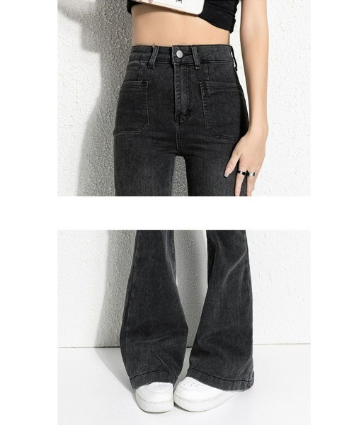 [SEU] обработка ботинки cut Denim брюки M уголь женский 
