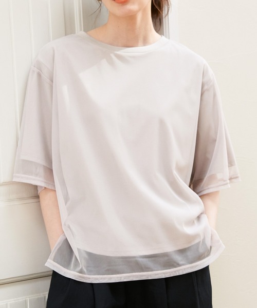 ikka tシャツ チュールレイヤードプルオーバー レディース