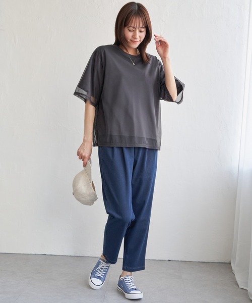ikka tシャツ チュールレイヤードプルオーバー レディース