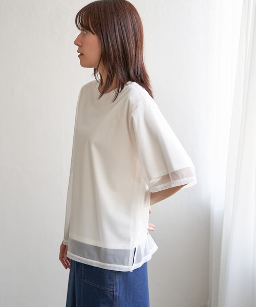 ikka tシャツ チュールレイヤードプルオーバー レディース