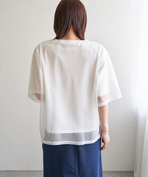 ikka tシャツ チュールレイヤードプルオーバー レディース