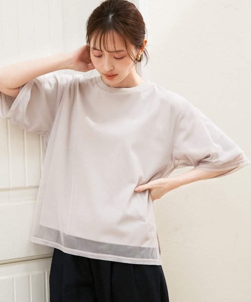 ikka tシャツ チュールレイヤードプルオーバー レディース