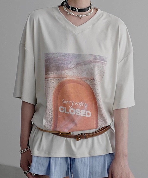 tシャツ 「CHENTAITAI」“CLOSED”サイン グラフィックTシャツ CTW25s019 レディース メンズ