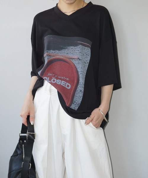 tシャツ 「CHENTAITAI」“CLOSED”サイン グラフィックTシャツ CTW25s019 レディース メンズ