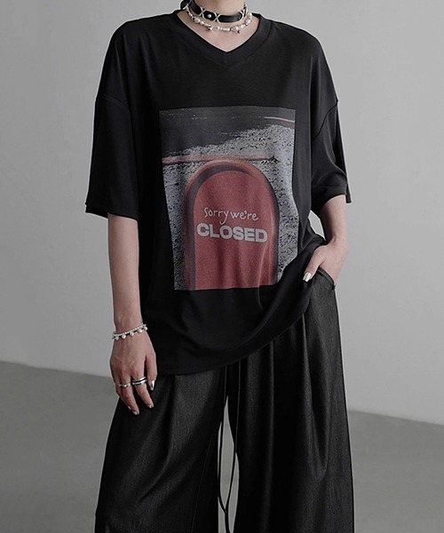 tシャツ 「CHENTAITAI」“CLOSED”サイン グラフィックTシャツ CTW25s019 レディース メンズ