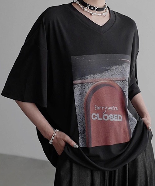 tシャツ 「CHENTAITAI」“CLOSED”サイン グラフィックTシャツ CTW25s019 レディース メンズ