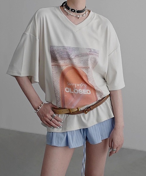 tシャツ 「CHENTAITAI」“CLOSED”サイン グラフィックTシャツ CTW25s019 レディース メンズ