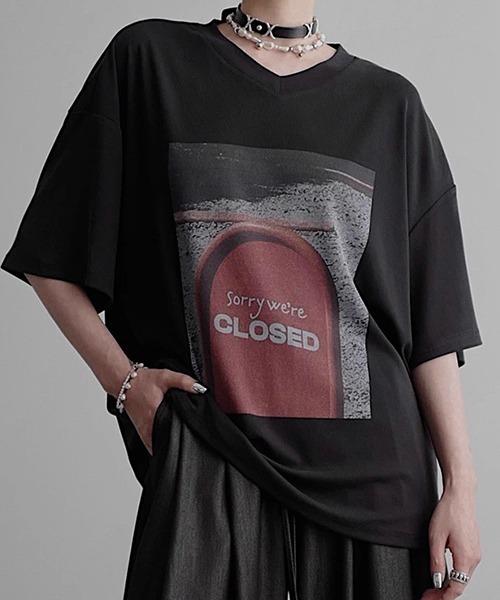 tシャツ 「CHENTAITAI」“CLOSED”サイン グラフィックTシャツ CTW25s019 レディース メンズ