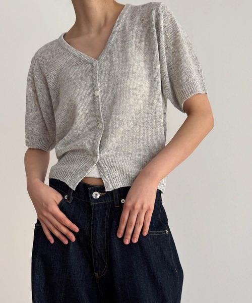 「CANAL JEAN」 「El mar」ニットカーディガン ONE SIZE ヘザーグレー レディース