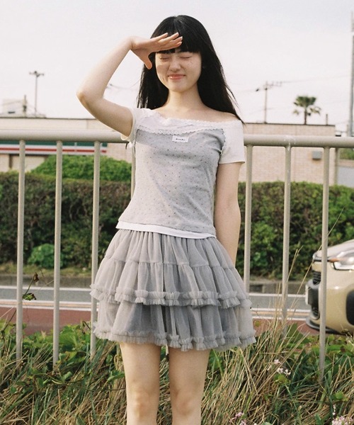 tシャツ オフショル レイヤードトップス SP25s112「SunsetPark」「2025SS」 レディース メンズ
